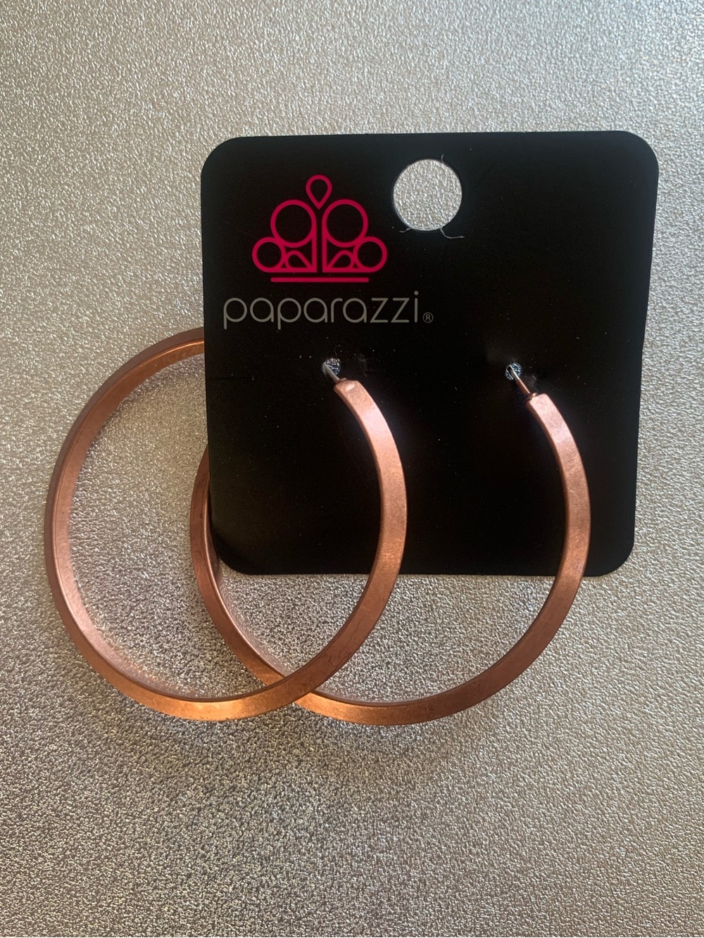 Paparazzi Brushed Copper Flat-edged Women's Oversized Hoop Jewelry Earrings